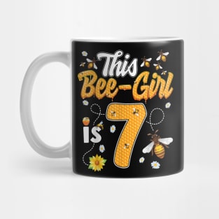 7Th Birthday Girl Bee Theme 7 Years Old Matching Party Mug